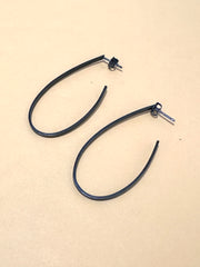 XL Sterling Silver Hoops Oxidized