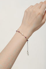Ruby and Pearl Gold-Filled Adjustable Bracelet
