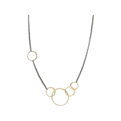 Mixed Metal Necklace with Five 18K Gold Links