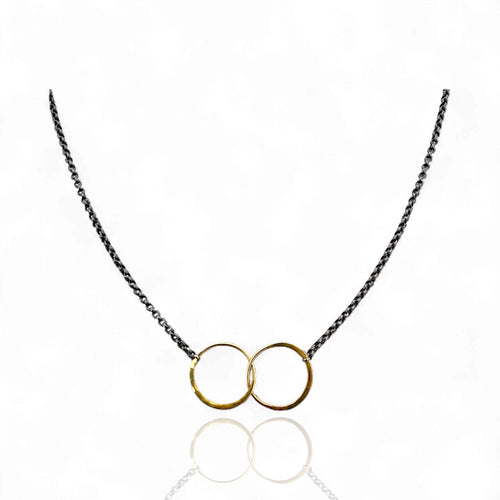 Mixed Metal Chain Necklace with 18K Gold Links