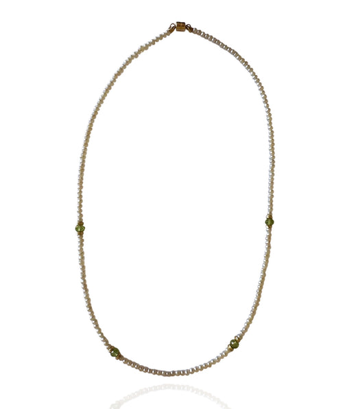 Peridot Pearl Necklace | 14K Gold Beaded Design