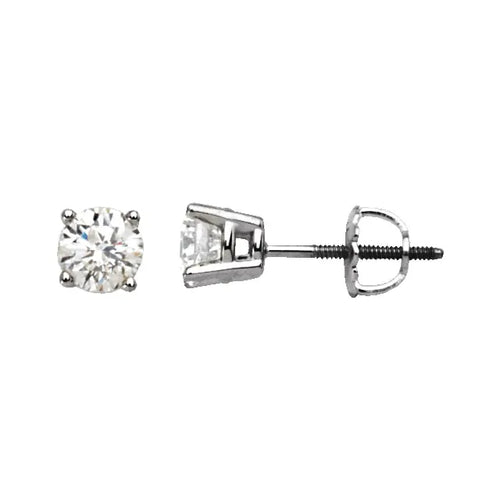 14K Gold 1/2 CTW Diamond Stud Threaded Post Earrings GH Color SI2-3 Clarity