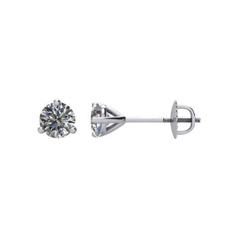 18k Gold XS Silver Acorn Cup Diamond Stud Earrings