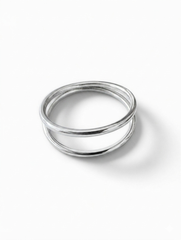 14K White Gold Double Row Wire Ring