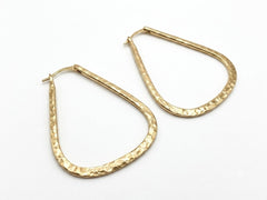 Large Hammered Triangular-Shaped  Gold-Filled Hoops Earrings