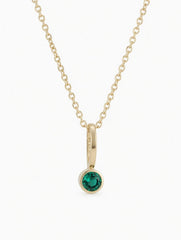 14K Gold Lab-Grown Emerald Pendant