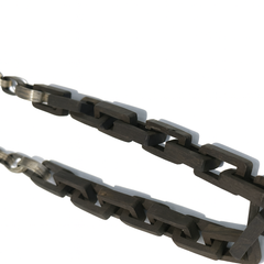 Wood Link Necklace | Etched Silver Chain