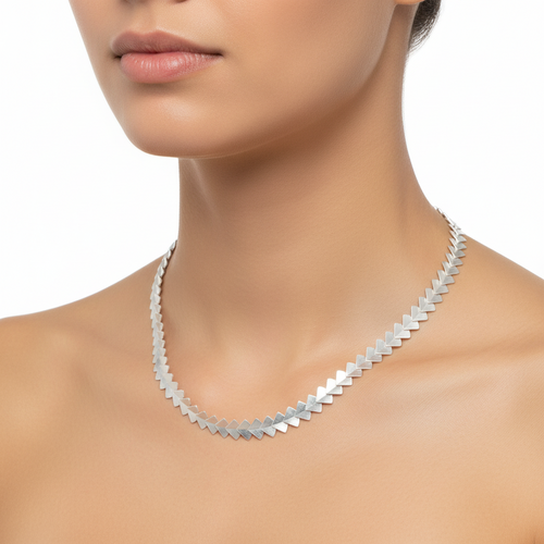 Geometric Sterling Silver Chevron Necklace
