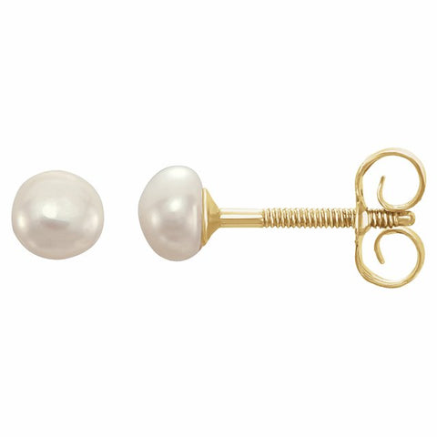 14K Gold Cultured Freshwater Double Pearl Earrings