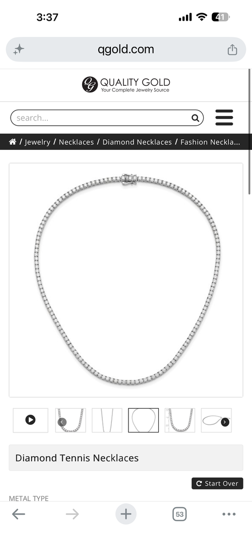 14k White Gold 10 carat Lab Grown Diamond VS/SI+ G+ Complete 16 inch Tennis Necklace