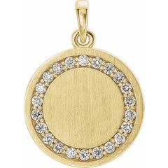 14K Gold 1/5 CTW Diamond Engravable Necklace