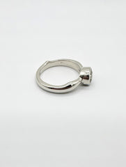 14kt White Gold Twig with Green Yellow Rustic Diamond Solitaire Ring