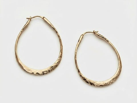 Small Hammered 3D Style Gold-Filled Hoops Earrings