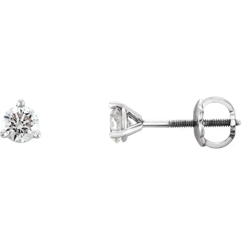 14K Gold 1/3 CTW Natural Diamond Studs GH Color I3 Clarity 3-Prong Basket Style Post Earrings