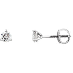 14K Gold 1/3 CTW Natural Diamond Studs GH Color I3 Clarity 3-Prong Basket Style Post Earrings