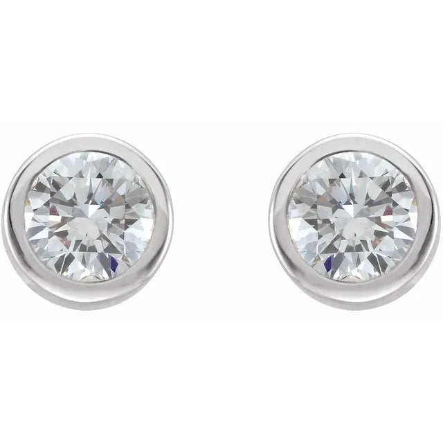 18K Gold 1/3 CTW Round Bezel-Set Solitaire Stud Earring Mounting