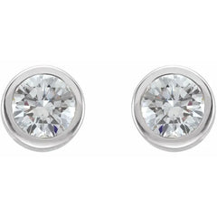 14K Gold 1/3 CTW Round Bezel-Set Solitaire Stud Earring Mounting