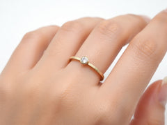 14K Yellow Gold Lab-Created 3mm Round Diamond Bezel Set Stacking Ring