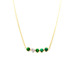 Emerald & Diamond Round Dots Necklace