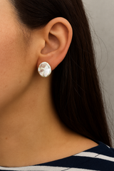 Large Keshi Pearl Gold-filled Post Earrings