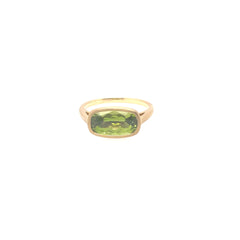 Cushion-Cut Peridot Ring, 18K Yellow Gold