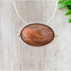 Oval Tree medallion, Enamel on Omega Chain 18"