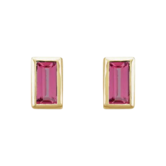 14K Gold 0.28 CTW Natural Pink Tourmaline Bezel-Set Earrings