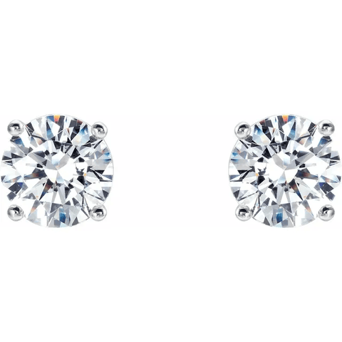 Diamond Half-Circle Profile Stud Earrings