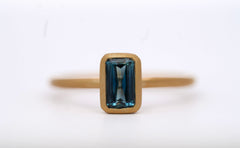Teal Sapphire Emerald-Cut Ring – 0.79ct, 18KY