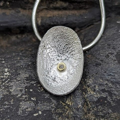 Silver Petal Pendant with Diamond