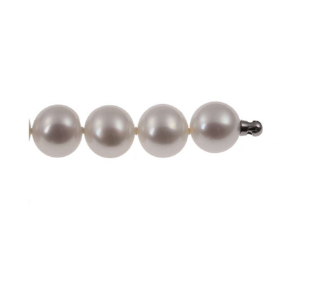 Stainless Steel Open Link and Half Baroque Pearl Necklace