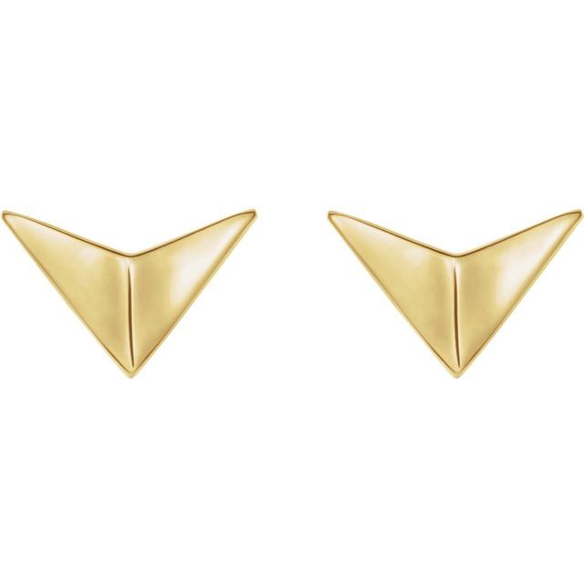 14K Gold Geometric Chevron Post Earrings