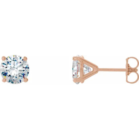 14k Gold Diamond Hexagon Stud Earrings