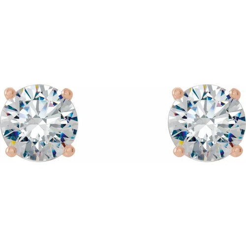 14K Rose Gold 1/2 CTW GH Color SI2-3 Clarity Natural Diamond 4-Prong Cocktail Style Friction Post Stud Earrings