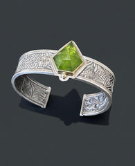 Peridot Silver Cuff | 18K Gold Rose Cut Statement