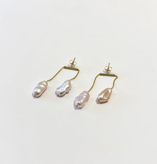 Twin Keshi Earrings in 14K Gold Filled – Adjustable Design