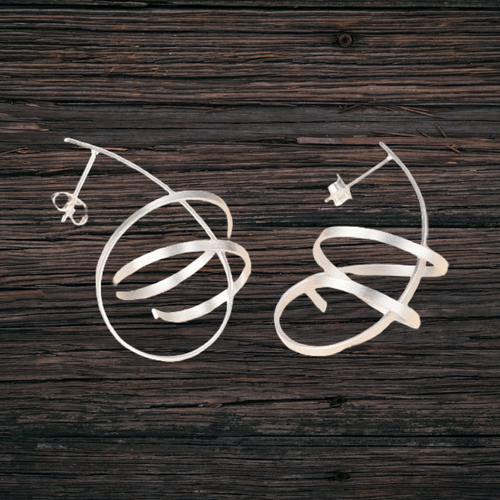 Contemporary Spiral Silver Earrings