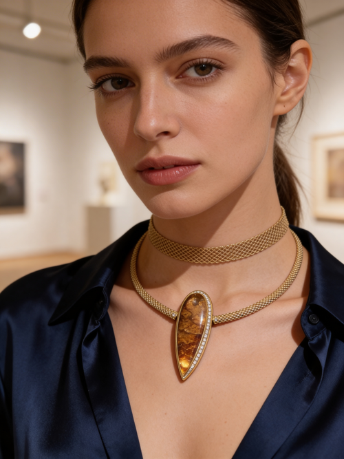 Vario Clasp Dendrite Crystal Pendant with Diamonds