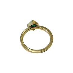 22k Gold Bezel Set Solitaire Ring with Radiant Cut Natural Emerald