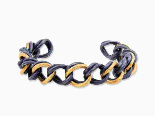 Carol Open Cuff | 24K Gold & Oxidized Silver