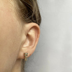 Small silver pebble stack earrings