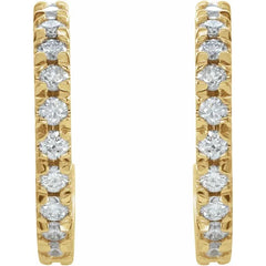 14K Rose Gold 5/8 CTW Lab-Grown Diamond French-Set 15mm Huggie Hoop Earrings