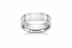 Cobalt Sterling Silver Inlay Flat 6mm Brushed Band