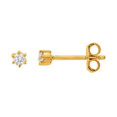 14K Yellow Gold Lab-Grown Tiny Diamond Stud Earrings