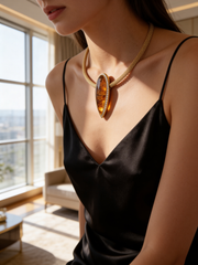 Vario Clasp Dendrite Crystal Pendant with Diamonds