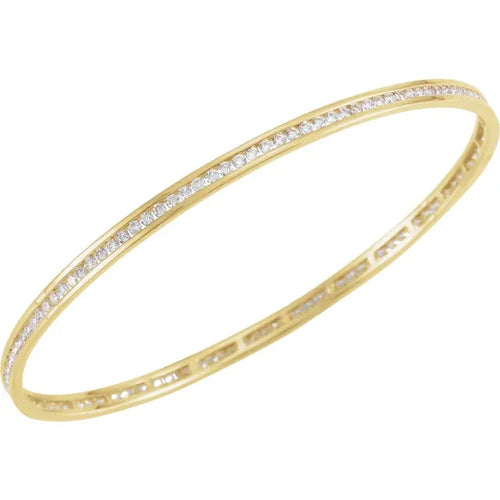 14K Gold 2 1/4 CTW Natural Diamond Stackable Bangle 8" Bracelet
