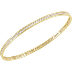 14K Gold 1 1/2 CTW Natural Diamond Stackable Bangle 8" Bracelet