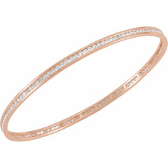 14K Gold 2 1/4 CTW Natural Diamond Stackable Bangle 8" Bracelet