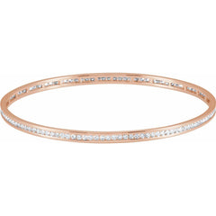 14K Gold 2 1/4 CTW Natural Diamond Stackable Bangle 8" Bracelet