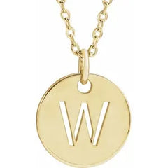 14K Gold Round Initial Cutout Necklace